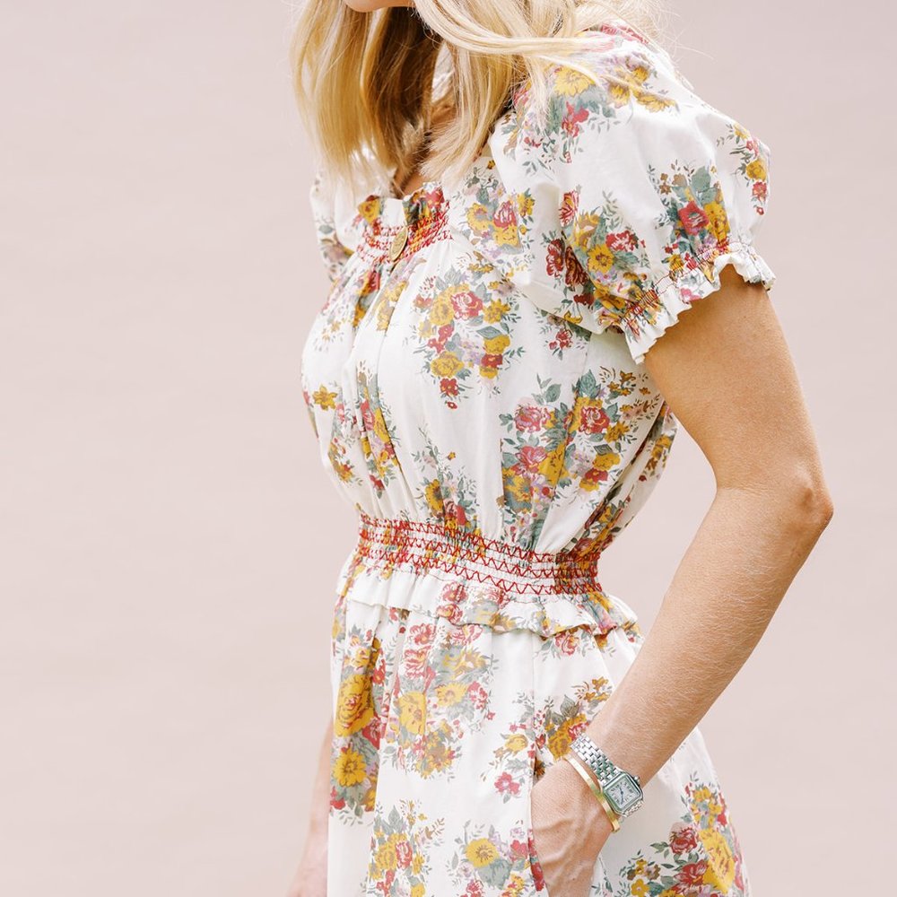 Loretta Caponi Stefania Floral Print Smocked Dress - 2021